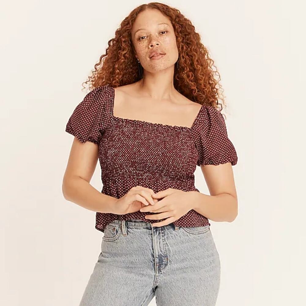 J. Crew Squareneck smocked blouse Size Small